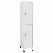 Helloshop26 - Armoire à casier 2 compartiments avec porte verrouillable 38 x 45 x 180 cm style industriel en acier gris 02_0046288 - gris acier 30002