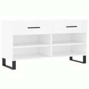 Helloshop26 - Banc à chaussures bottes commode étagère meuble entrée rangement 102 x 35 x 55 cm bois d'ingénierie blanc 02_0022878 - blanc Bois m