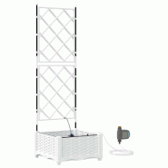 Helloshop26 - Cache-pot de jardin moderne avec système d'irrigation 40 x 40 x 126 cm en acier blanc 02_0058611 - blanc acier 3000240682155
