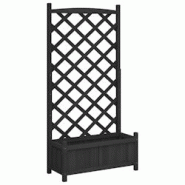 Helloshop26 - Jardinière bac lit surélevé plantes fleurs terrasse jardin avec treillis bois massif de sapin noir 02_0038337 - 3000214212418 Helloshop26 - Jardinière bac lit surélevé plantes fleurs terrasse jardin avec treillis bois massif de sapin noir 02_0038337 - 3000214212418