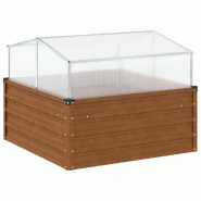 Helloshop26 - Jardinière bac lit surélevé plantes fleurs terrasse jardin de jardin avec serre acier résistant aux intempéries marron 02_0038586 -