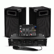 Kit Sonorisation 300W Bm Sonic BMS-DJ300-USB-BT Initiation DJ Enceintes Ampli Table de Mixage Bluetooth USB, Microphone Câblages - 3666630010986