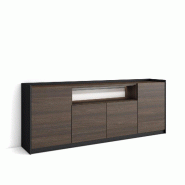 SKRAUT HOME Buffet salon et cuisine, 207x80x37 cm, 4 Portes, LED, Chêne foncé et Noir - marron Bois manufacturé 704_10