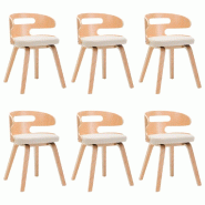 VidaXL Chaises à manger lot de 6 crème bois courbé et similicuir Modèle Gatsby - 278853