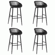 VidaXL Chaises De Bar Lot De 4 Noir - noir 248161 VidaXL Chaises De Bar Lot De 4 Noir - noir 248161