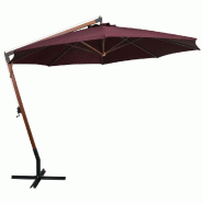 VidaXL Parasol de jardin suspendu et mât rouge bordeaux bois de sapin Modèle Atlas Signature - rouge 313770