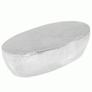 VidaXL Table basse martelée Argenté 100x50x28 cm Aluminium Modèle Atlas Office Pro Chic - 246506XL