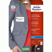 Avery Zweckform 200 badges adhésifs en textile blanc, format 80 x 50 mm (20 feuilles A4 / cdt) - blanc 4004182063538