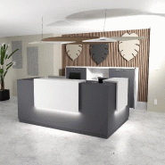 Banque d'accueil d'angle Delta avec 2 réhausses - 244, Blanc mat, Droite, Oui, Anthracite_1