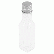 Bouteille PET transparent + bouchon aluminium 35ml Ø2,5x9,6cm - par 100