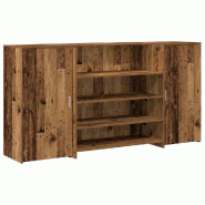 Bureau de réception vieux bois 200x50x103,5cm bois d'ingénierie Modèle Atlas Infinite Office - 8721158629562