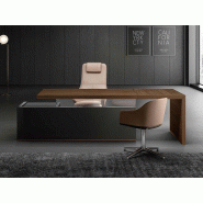 Bureau de direction Maestro avec caisson de rangement et entretois en verre - Surface de travail 200/220 x 90 cm - Plan mélaminé noir épaisseur 58 mm - Garantie 3 ans Bureau de direction Maestro avec caisson de rangement et entretois en verre - Surface de travail 200/220 x 90 cm - Plan mélaminé noir épaisseur 58 mm - Garantie 3 ans