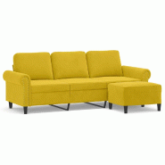 Canapé à 3 places avec repose-pieds jaune 180 cm velours Modèle Orion Master Industriel - 8721012061880