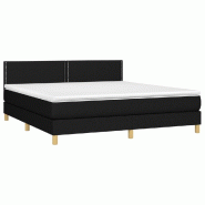 Décoshop26 - Cadre de lit LED avec sommier tête de lit matelas 180x200 cm tissu noir TDL0209163 - noir 3001681047763