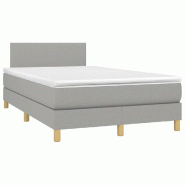 Décoshop26 - Cadre de lit LED avec sommier tête de lit matelas surmatelas 120x200 cm tissu gris clair TDL0207878 - gris 3001241388008