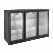 GastroHero Armoire à boissons ECO 350 noire avec portes battantes, éclairage LED, encastrable sous plan de travail - noir acier BKS-350KT