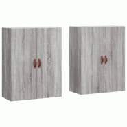 Helloshop26 - Lot de 2 armoires murales design pratique rangement 69,5 x 34 x 90 cm en bois d'ingénierie sonoma gris 02_0055347 - gris Bois massif 30
