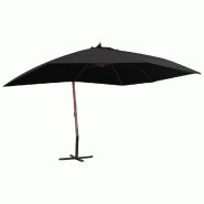 Helloshop26 - Parasol suspendu avec mât en bois 400 x 300 cm noir 02_0008714 - 3000464482722