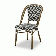 Kosmi Chaise Brasserie Extérieur Terrasse de Café en Aluminium et Textilène Tressé en Noir et Blanc - bleu aluminium 3760301699354