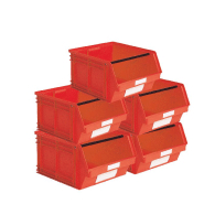 Lot de 5 bacs à bec plastique 63l rouge_0