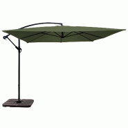 Oviala Business Parasol déporté 3 x 3 m et 4 dalles à lester remplisable vert cactus - vert acier 115198
