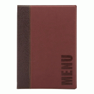 Porte menu A4 double insert 4 pages simili cuir bordeaux modèle Tendance
