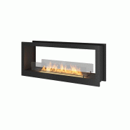 SOLOLED Cheminée au bioéthanol encastrable murale design double face noir mat avec verre de protection 2 Side 1200 - noir 7427116117010