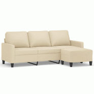 VidaXL Canapé à 3 places avec repose-pieds Crème 180 cm Tissu Modèle Vega Executive Mixte - 3201039