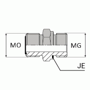 Adaptateur droit mâle ORFS x mâle gaz cylindrique - MORFS9/16 / MGCY1/8 JE - Ø 1/8' (9.72mm) x Ø 9/16' (14.28mm) - OMMCY00402