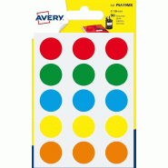 AVERY Lot de 10 Etui de 90 pastilles adhésives, diamètre 19 mm, coloris assortis (6 feuilles / cdt) - 5014702026454
