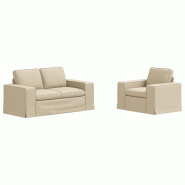 Canapé 2 pcs Crème 182 x 80 x 82 cm tissu Modèle Apex Confort Plus - Matériau naturel 8721364373921