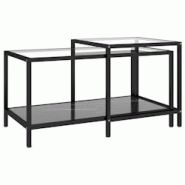 Décoshop26 - Lot de 2 tables d'appoint tables basse en verre trempé noir et acier DEC032745 - 3000259129542 Décoshop26 - Lot de 2 tables d'appoint tables basse en verre trempé noir et acier DEC032745 - 3000259129542