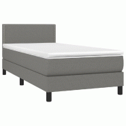 Décoshop26 - Cadre de lit LED avec sommier tête de lit matelas 100x200 cm tissu gris foncé TDL0208450 - gris 3001540847763