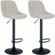 Décoshop26 - Lot de 2 tabourets de bar rotation à 360°en tissu crème pieds en trompette métal noir 10_0006133 - beige métal 3000265405234