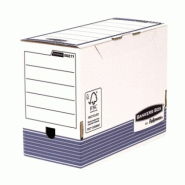 Fellowes Lot de 10 Boîte à archives Bankers Box System, format A4, larg. 150 mm, montage auto Fastfold, coloris blanc/bleu - 0043859562589