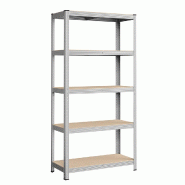 Helloshop26 - Étagère de rangement charge lourde en acier résistant clipsable 5 niveaux tablette en MDF 180 x 90 x 40 cm  capacité 12_0003745 - Bo