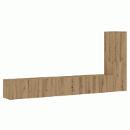 Helloshop26 - Lot de 3 meubles TV muraux modernes 100 x 30 x 30 cm espace de rangement pratique en bois d'ingénierie chêne artisanal 02_0055876 - Bo