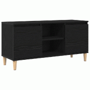Helloshop26 - Meuble TV rectangulaire élégant moderne 102 x 35 x 50 cm en bois d'ingénierie chêne noir 02_0051898 - noir Bois massif 3000237142303