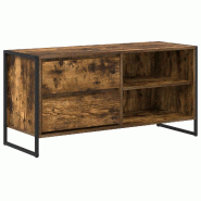 Helloshop26 - Meuble TV rectangulaire moderne avec tiroir 100 x 36 x 49,5 cm en bois d'ingénierie chêne fumé 02_0054561 - Bois massif 3000238553900