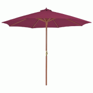Helloshop26 - Parasol avec mât en bois 300 cm rouge bordeaux 02_0008116 - 3000434382724_0