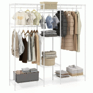 Helloshop26 - Porte-vêtements autoportant 188 x 46 x 198 cm avec 7 étagères réglables design moderne en métal blanc 20_0019229 - métal 3000232825782_0