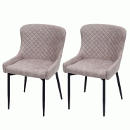 Mendler Lot de 2 chaises de salle à manger HWC-H79, chaise de cuisine chaise inclinable, métal vintage ~ tissu/textile gris - gris métal 74048