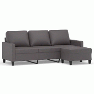 VidaXL Canapé à 3 places avec repose-pieds Gris 180 cm Similicuir Modèle Vega Executive Concept - 3201026
