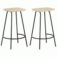 VidaXL Tabourets De Bar Lot De 2 Bois De Manguier Massif - noir 320647
