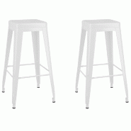 Décoshop26 - Lot de 2 tabourets de bar empilables design industriel en métal blanc DEC029588 - blanc métal 3000257449826