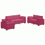 Ensemble de canapés 3 pcs avec coussins Rouge bordeaux Velours Modèle Vega Flex Pro - Matériau naturel 8721158678508