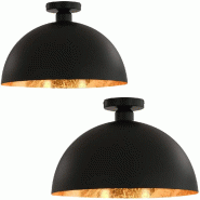 Helloshop26 - Lot de 2 plafonniers semi-sphériques modernes usage résidentiel 35 x 17,5 cm en métal noir 02_0045977 - noir métal 3000233984181