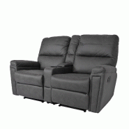 Mendler Fauteuil cinéma 2 places HWC-K17, fauteuil de relaxation Fauteuil TV Canapé, suspension Nosag Porte-boissons Compartiment ~ Tissu/Textile gr