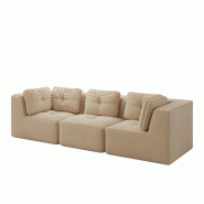 Merax Canapé modulable 3 places, Cloud Sofa Cord sans cadre, canapé lounge près du sol, avec accoudoirs larges, beige - beige multi-matériau W3325