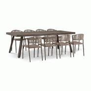 Now's Home - Ensemble de jardin table 230cm avec 8 chaises en aluminium moka madrague - 3256390253244